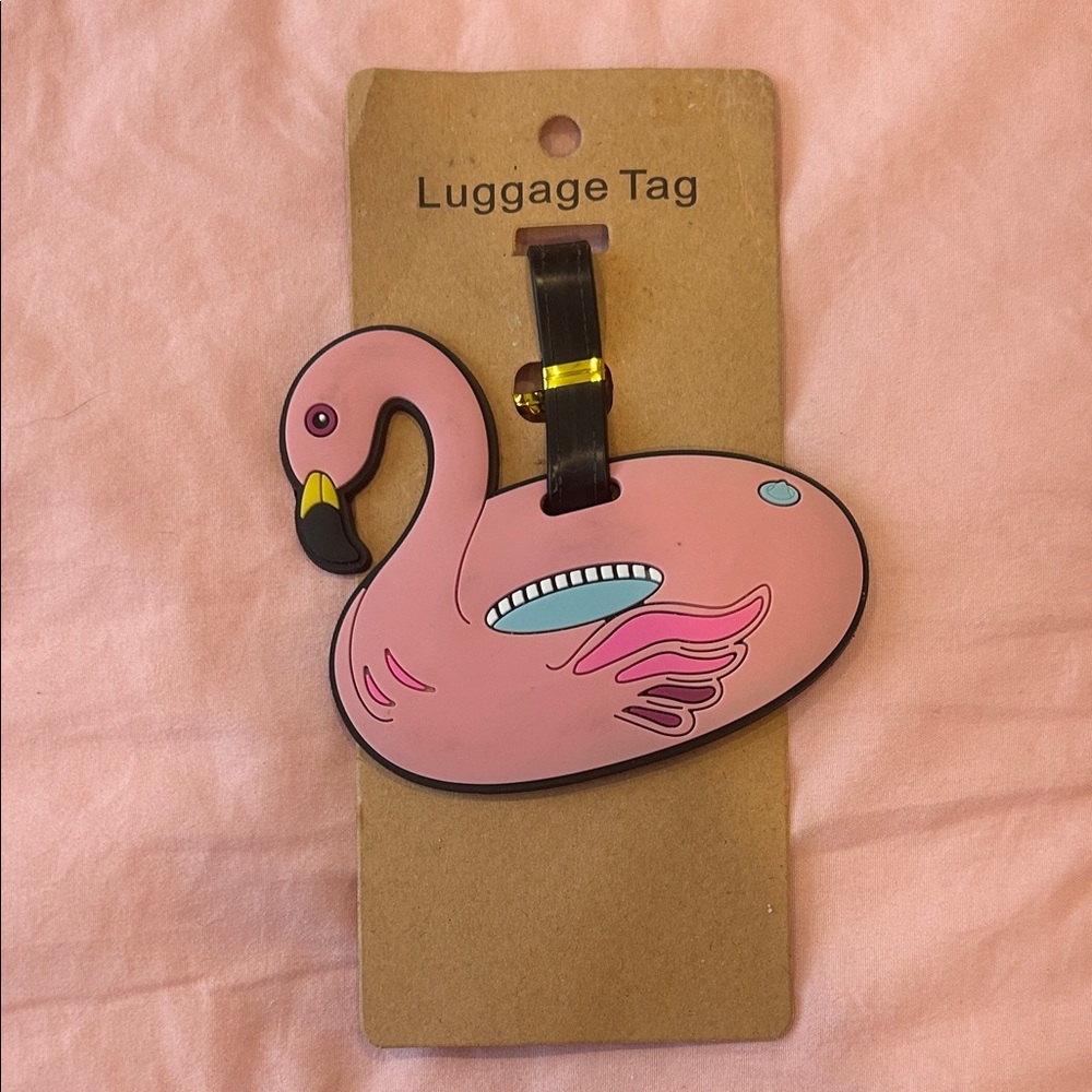 Pink Pool Float Flamingo Luggage Tag 🦩💦🧳